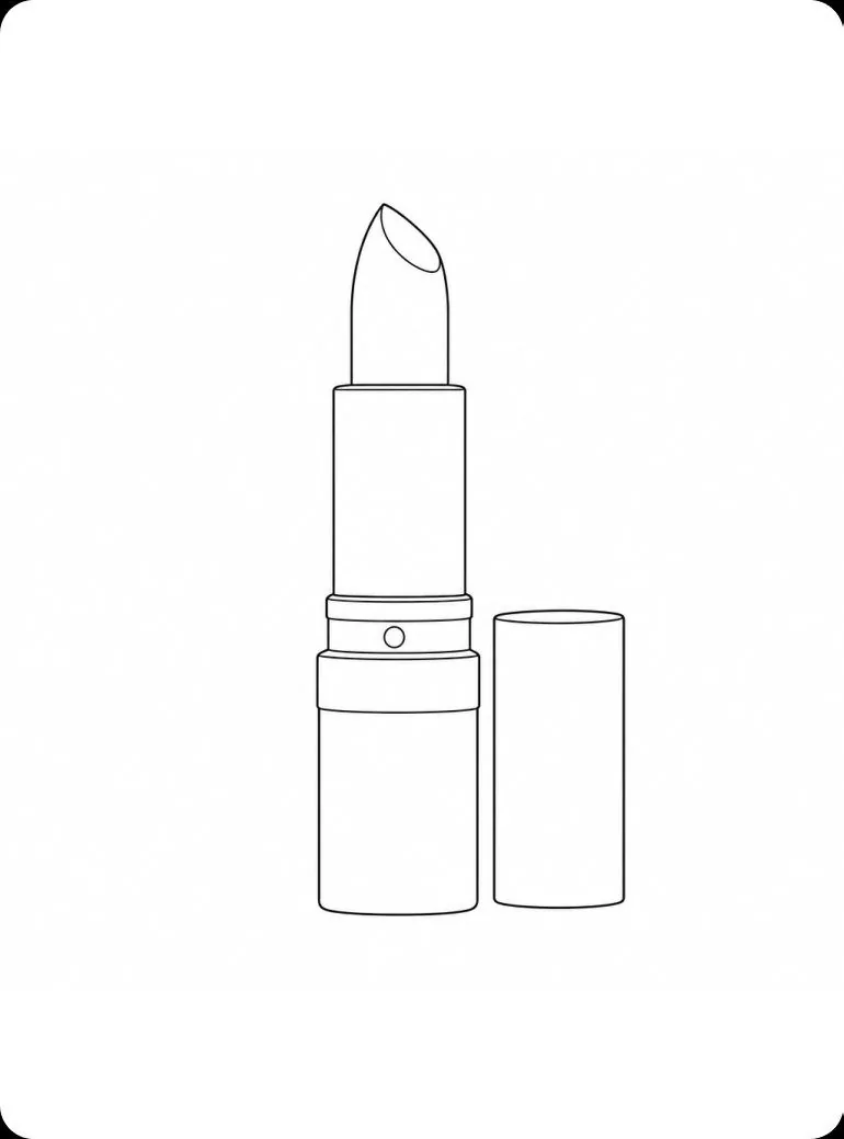 Line drawing of a lipstick and its cap