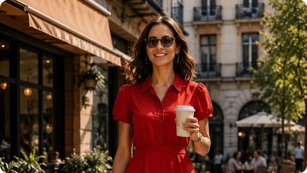 Wide banner image of the dress at a café