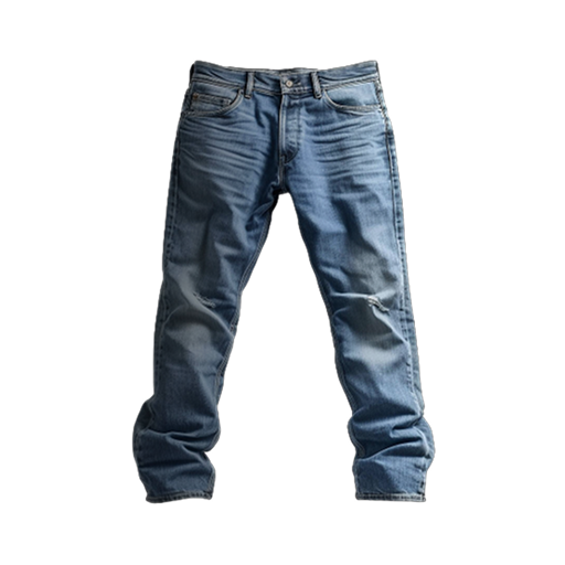 Levi Product Medium wash blue denim jeans with a straight leg fit, five-pocket styling, and slight fading, displayed on a white background.