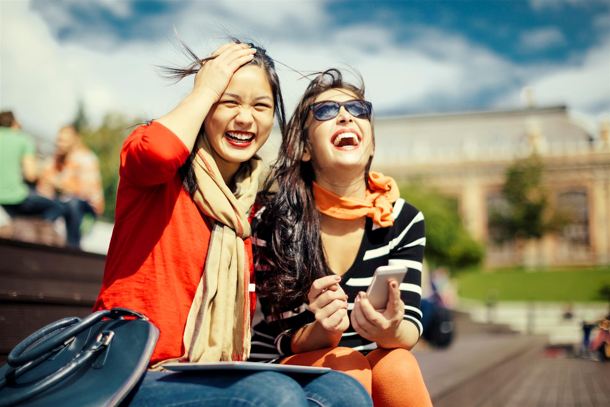 Two women being happy together