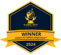 Badge for the 2024 Global Tech Awards featuring a globe and star icon. Inscribed with 