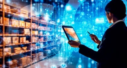 Person Using Tablet for Inventory Product Management