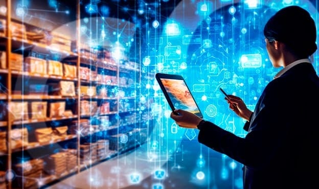 Person Using Tablet for Inventory Product Management
