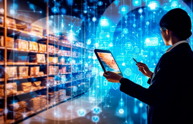 Person Using Tablet for Inventory Product Management