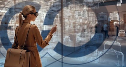 Woman Using AI Overlay to Look at Inventory